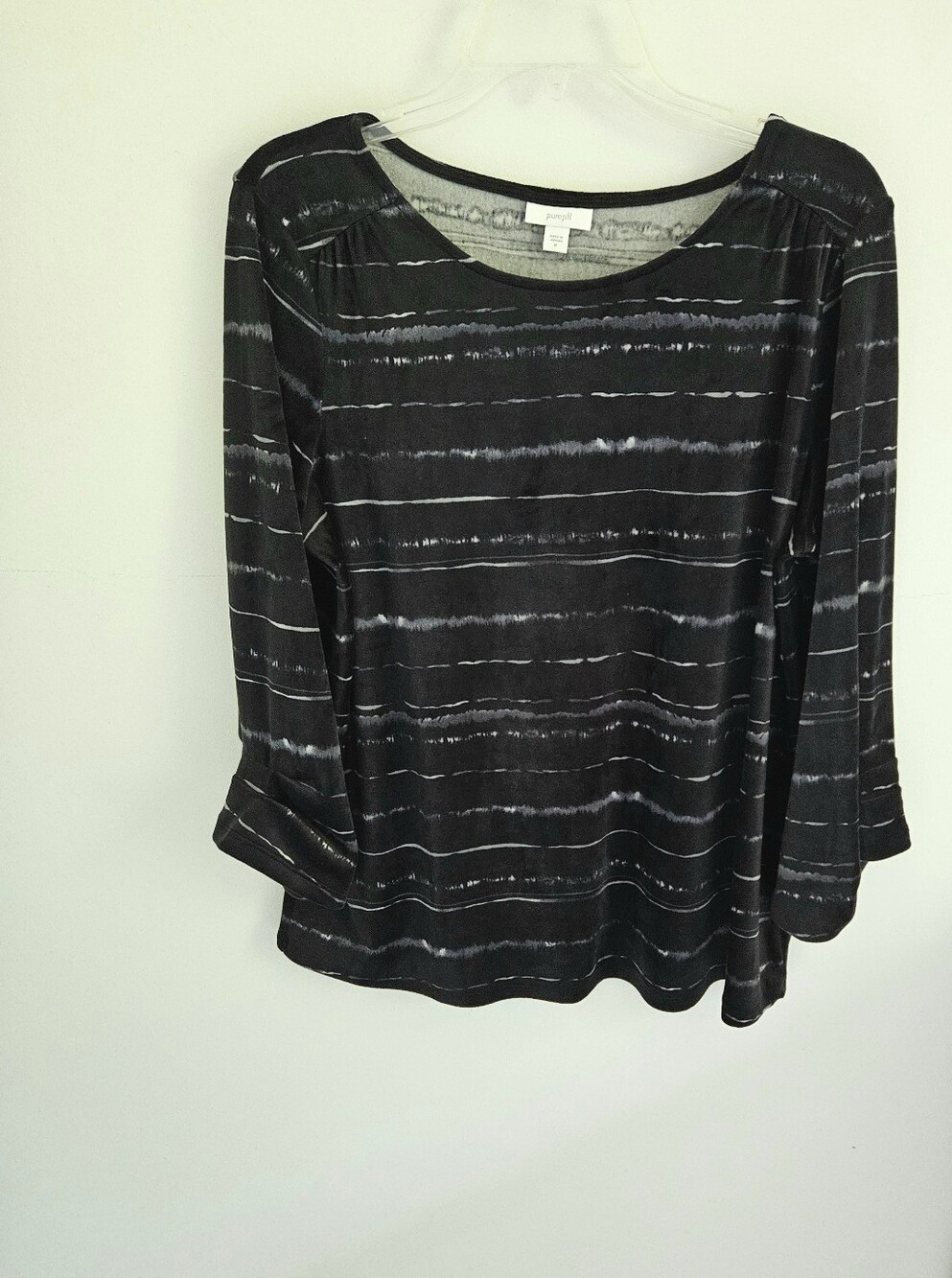 J. Jill Fleece Pure Jill Black Top Long Sleeve